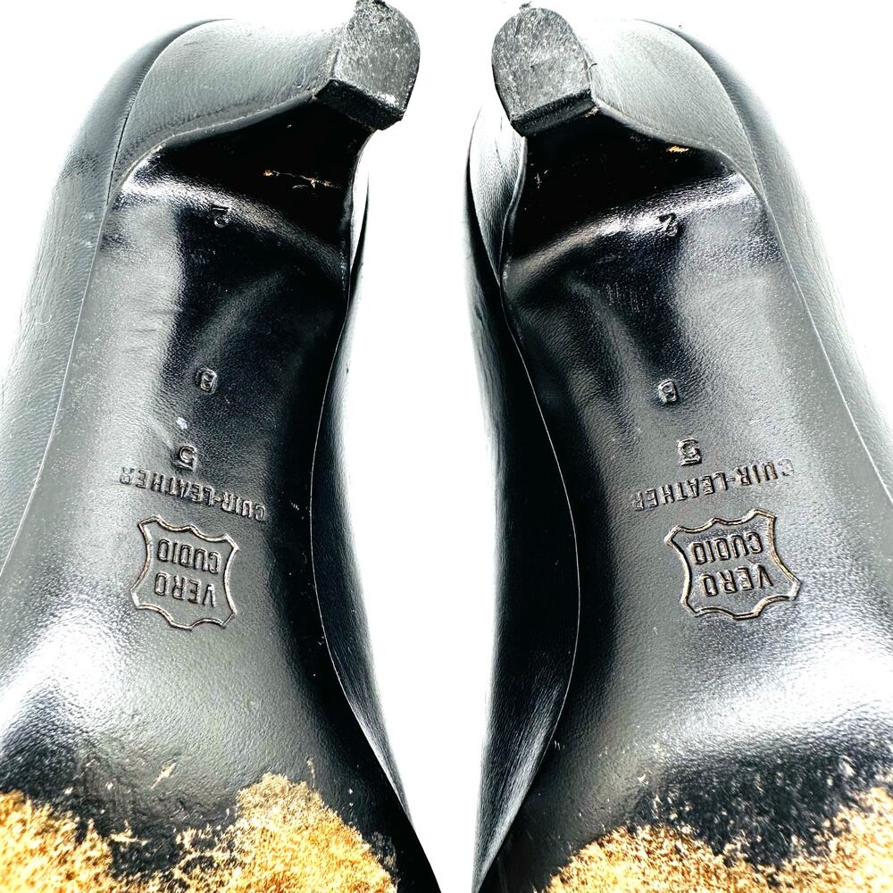Vintage Bruno Magli Black and Gold Heeled Slides - Picture 9 of 9